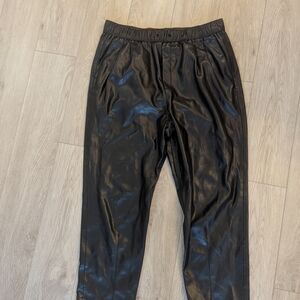 Women's Baggy Black Faux Leather Pants